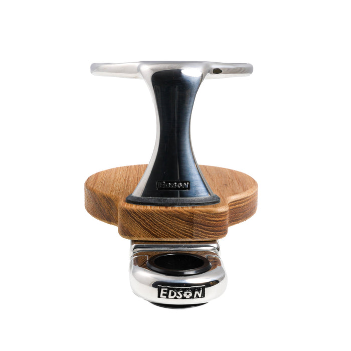 Single Clamp-On Stainless Steel Drink Holder w/Teak Base