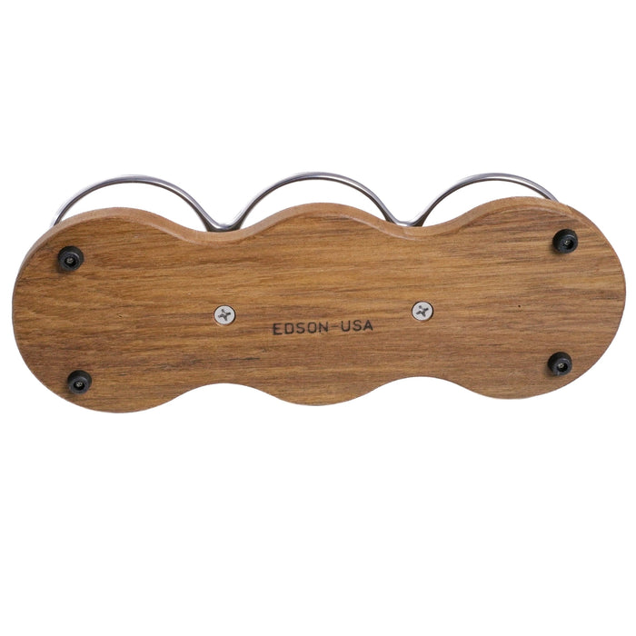 Drink Holder, Triple, Stainless with Teak Base