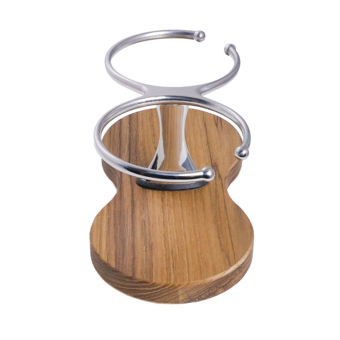 Drink Holder, Double, Stainless with Teak Base