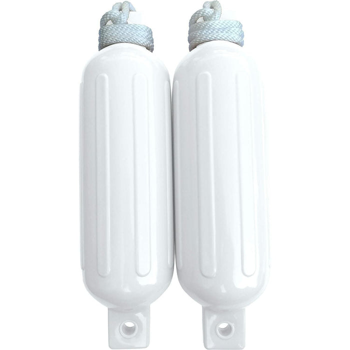 Dock Edge DE77331F Dolphin™ Twin Eye Fenders w/Lines & Covers, 6-1/2" x 23" White Fenders w/Black Covers, 2/pk