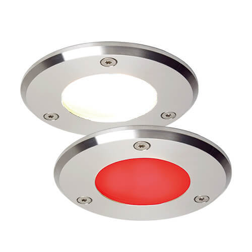 Lámpara LED Emden-Medium de Imtra Lighting, acero inoxidable, blanco cálido/rojo | Master (regulable), 10-30 V CC, IP67