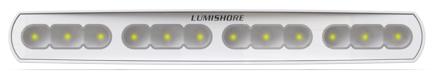 Foco reflector Lumishore de 18", 10 000 lúmenes, 5500 K, 10,5-31 V CC, IP68, blanco