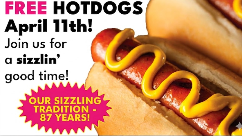 FREE Hot Dogs on April 11th!