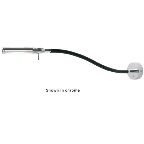 Imtra Lighting Rugen Table-Mount Reading Light, Matte Chrome W | Leather, with Switch & Dimmer, WW/Red, 500mm