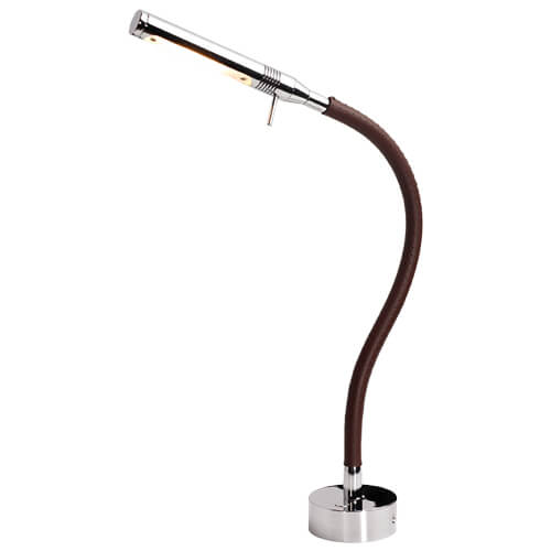 Imtra Lighting Rugen Table-Mount Reading Light, Chrome with Brown | Leather, Includes Switch & Dimmer, WW/Red, 500mm
