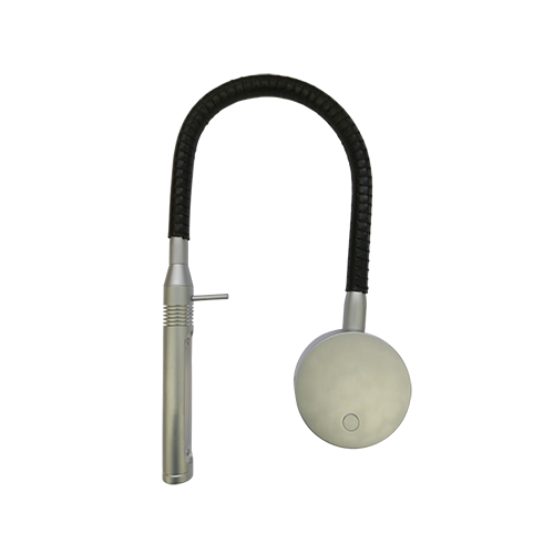 Lámpara de lectura Imtra Lighting Rugen para montaje en mamparo, cromo mate | con cuero negro, con interruptor y regulador de intensidad, color negro/rojo, 300 mm