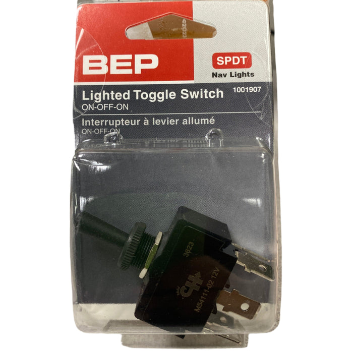 Interruptor de palanca iluminado BEP SPDT - ENCENDIDO/APAGADO/ENCENDIDO