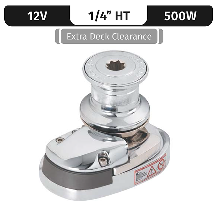 Lofrans Project 500/X1, 12VDC, 500W | Capstan, Long Shaft, 1/4" High Tens. Gypsy