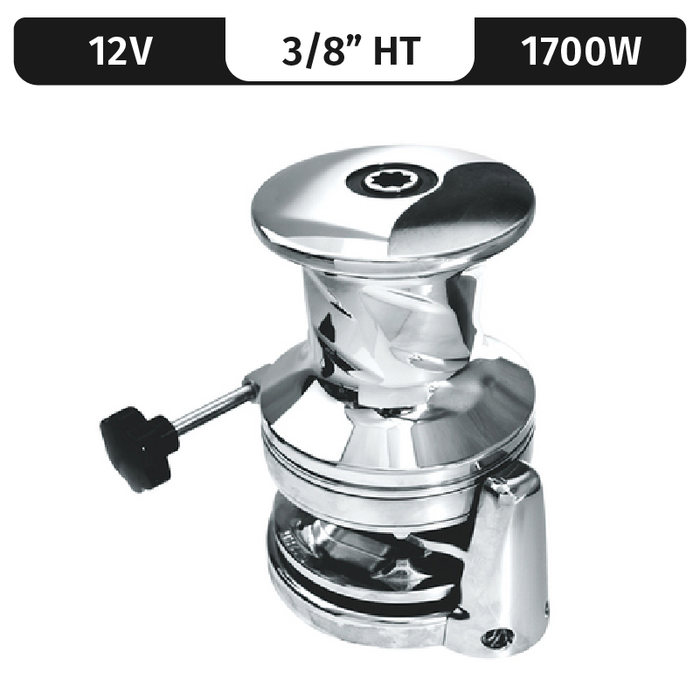 Lofrans Sx3.5 Round Base, 12VDC, 1700W | Capstan, 3/8" High Tens. Gypsy