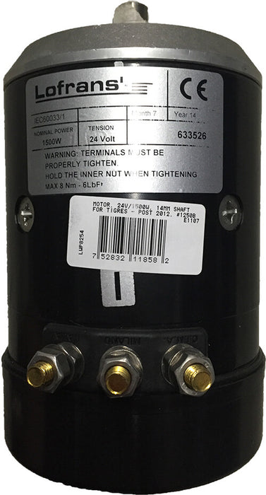 Lofrans Motor, 24V/1500W, 14mm Shaft | for Tigres - Post 2012, #1250B