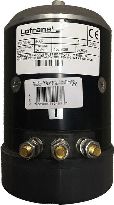 Motor Lofrans, 24 V/1000 W, brida B14, proyecto 1000, 3 terminales, 1244B