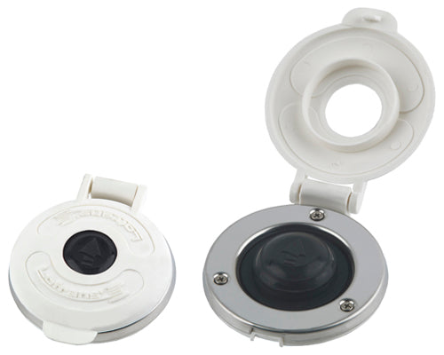Lofrans Low Amperage Footswitch with White Cover | Stainless Steel Bezel, Black Boot (Up)