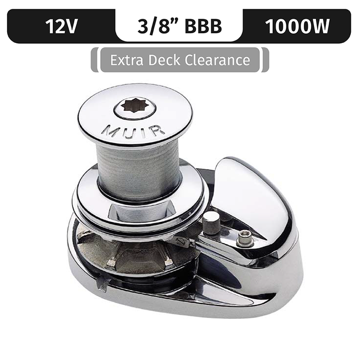 Muir Storm VRC1250, Stainless Steel, 12V, 1200W | Capstan, Vert. Rope/Chain Long Shaft 3/8"BBB