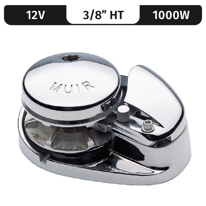 Muir Storm 1250, Stainless Steel, 12V, 1200W | Low-Profile, Vert. Rope/Chain Windlass for 3/8Ht