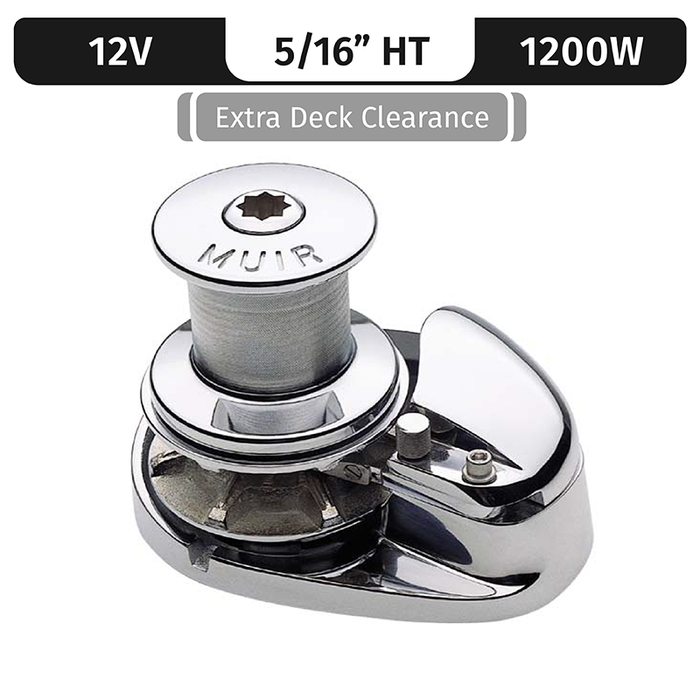 Muir Storm VRC2200, Stainless Steel 12V, 1500W | Capstan, Vert. Rope/Chain Long Shaft 5/16" High Tens./BBB