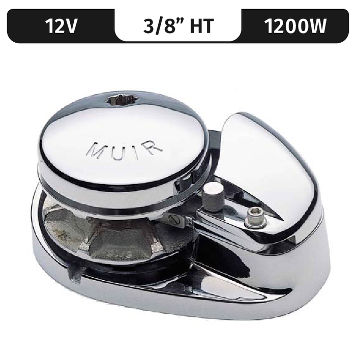 Muir Storm 2200, Stainless Steel, 12V, 1500W | Low-Profile, Vert. Rope/Chain Windlass for 3/8" High Tens.
