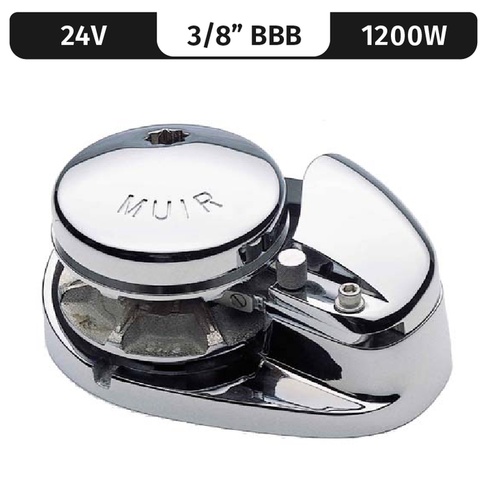 Muir Storm 2200, Stainless Steel, 24V, 1500W | Low-Profile, Vert. Rope/Chain Windlass for 3/8"BBB