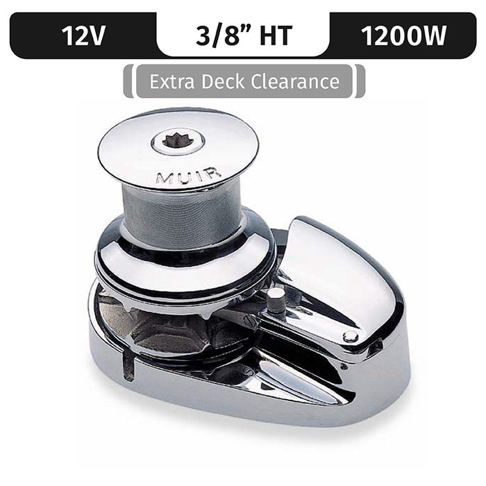 Muir Storm VRC2500, Stainless Steel, 12V, 1500W | Capstan, Vert. Rope/Chain Long Shaft 3/8" High Tens.