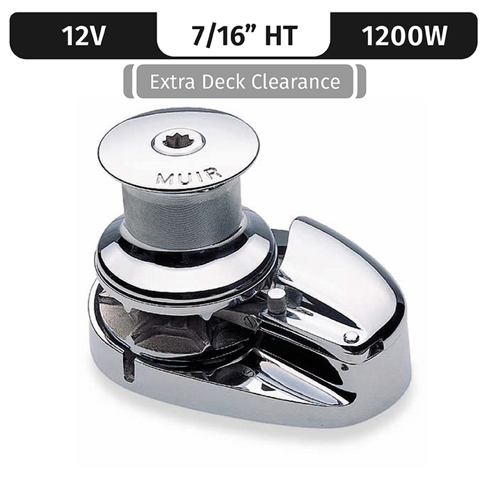 Muir Storm VRC2500, Stainless Steel, 12V, 1500W | Capstan, Vert. Rope/Chain Long Shaft 7/16" High Tens.
