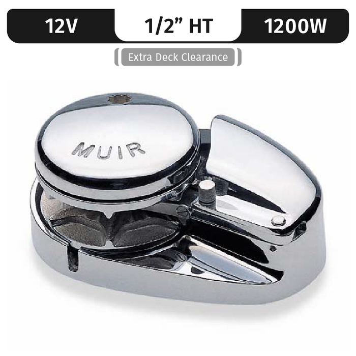 Muir Storm Vr2500, Stainless Steel, 12V, 1500W | Low-Profile, Vert. Rope/Chain Windlass for 1/2" High Tens.