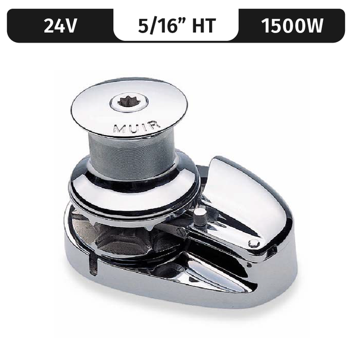 Molinete Muir Storm VRC3500, acero inoxidable, 24 V, 1700 W | Cabrestante vertical de cuerda/cadena para motores High Tens de 5/16".
