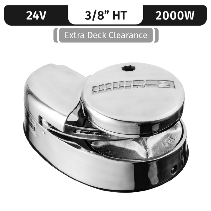 Muir Storm Vr4000, Stainless Steel, 24V/2200W | Low-Pro, Vert. Rope/Chain, 7" Studs, Mors, 3/8" High Tens.