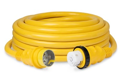 Cable de alimentación costera Marinco de 50 amperios, 125/250 V, 25 pies, amarillo