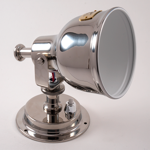 Muir Cabin Lamp LED, Medium, Polished Stainless Steel, | 1 x 1W LED, 10-30VDC, Gold Marlow Badge