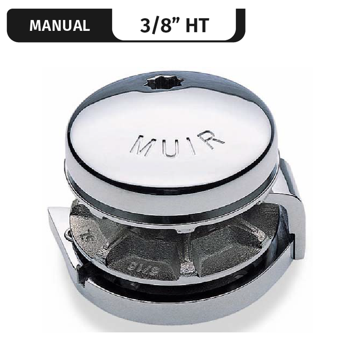 Molinete manual Muir Easyweigh 500, base redonda | Perfil bajo, vertical. Molinete de cuerda/cadena para tensores de 3/8".
