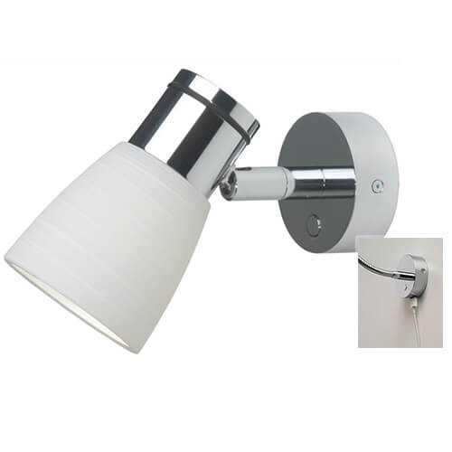Lámpara Imtra Lighting Munich, cromada con pantalla de cristal blanco, USB, Dim2Warm