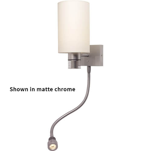 Imtra Lighting Nova-Flex LED Wall/Reading Light, Chrome | White Shade, Built-In Dimmer, 10-30VDC