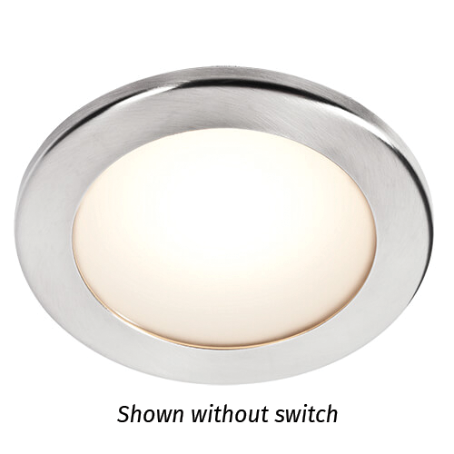 BCM Orlando 75, Polished Stainless Steel, Switch On Frame, 2W, | 3000K, 8-32V, IP66, Spring Mount