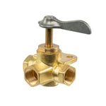 Whitecap P-5523 | – – Brass 3 way shut off valve with detent 3/8" NPT three female