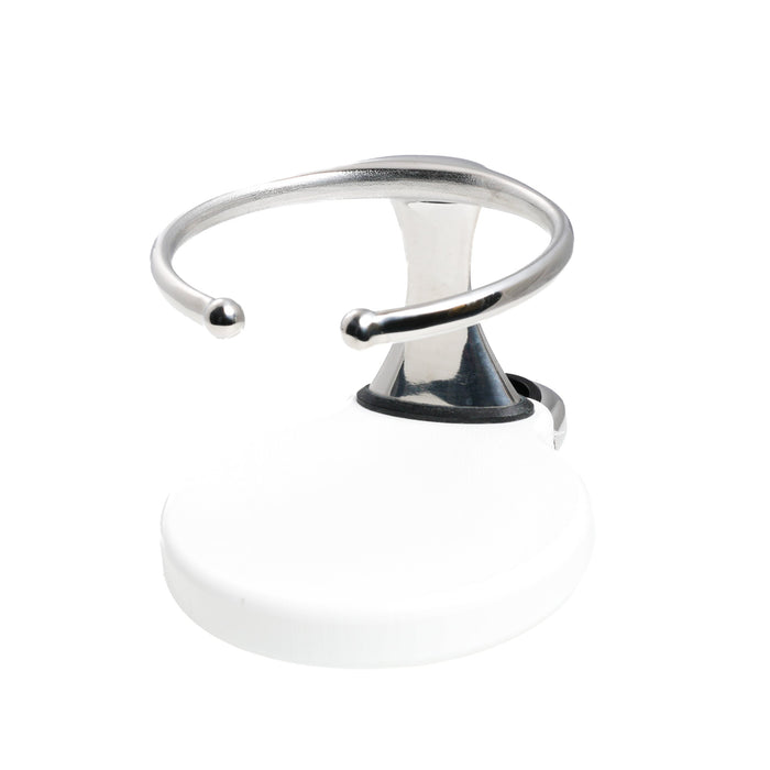 Single Clamp-On Stainless Drink Holder w/White Poly Base