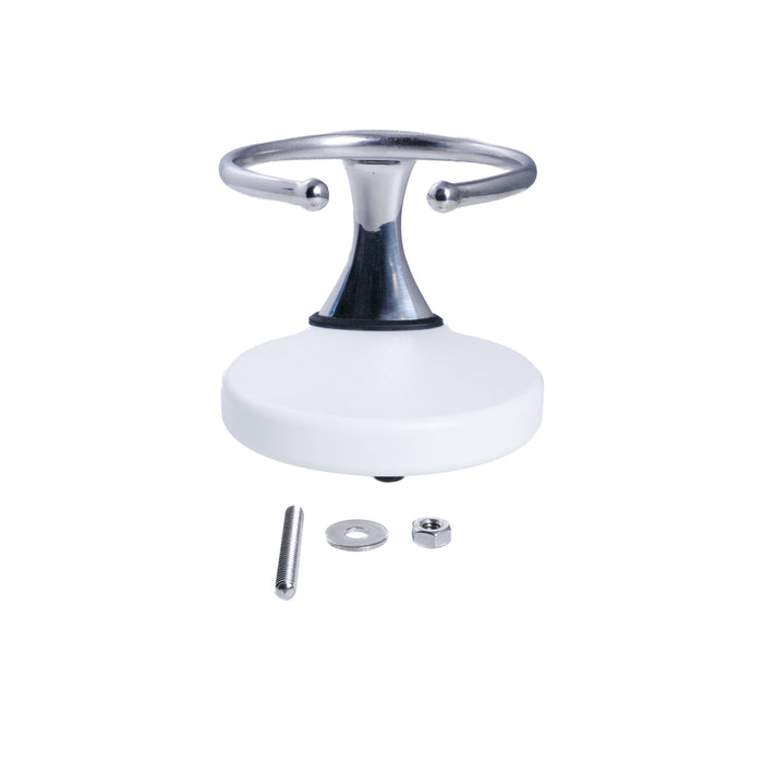 Drink Holder, Single, Stainless with White Poly Base