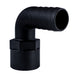Hose Barb 90deg 1.25" x 1.25" (31.8mm x 31.8mm) NPS Female, Black