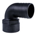 Hose Barb 90deg 2" x 2" (50.8mm x 50.8mm) NPS Female, Black