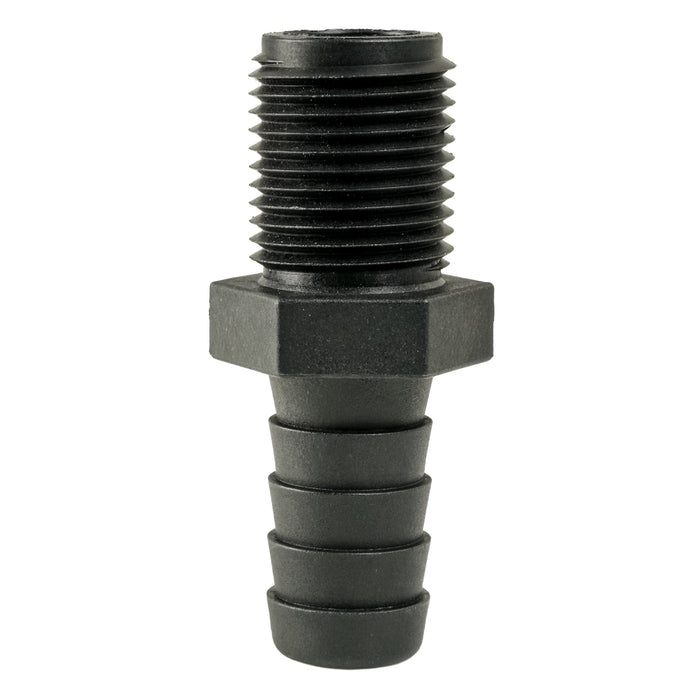 Hose Barb Unequal .625" x .5" (15.9mm x 12.7mm) NPS Long Male Thread, Black