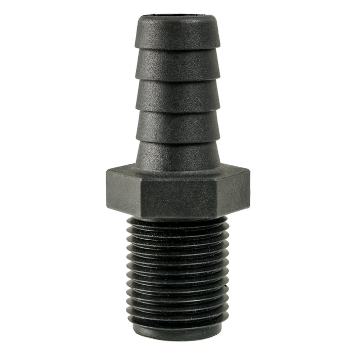 Hose Barb Unequal .625" x .5" (15.9mm x 12.7mm) NPS Long Male Thread, Black