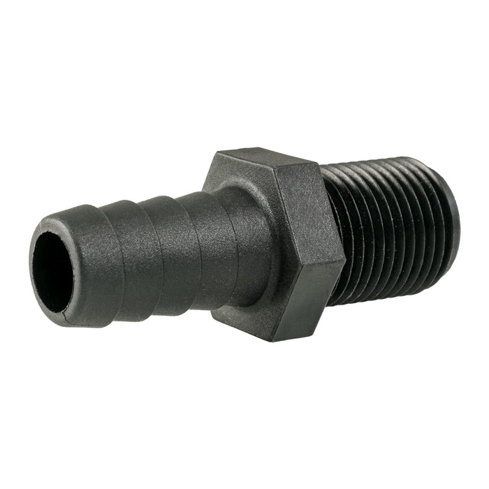 Hose Barb Unequal .625" x .5" (15.9mm x 12.7mm) NPS Long Male Thread, Black