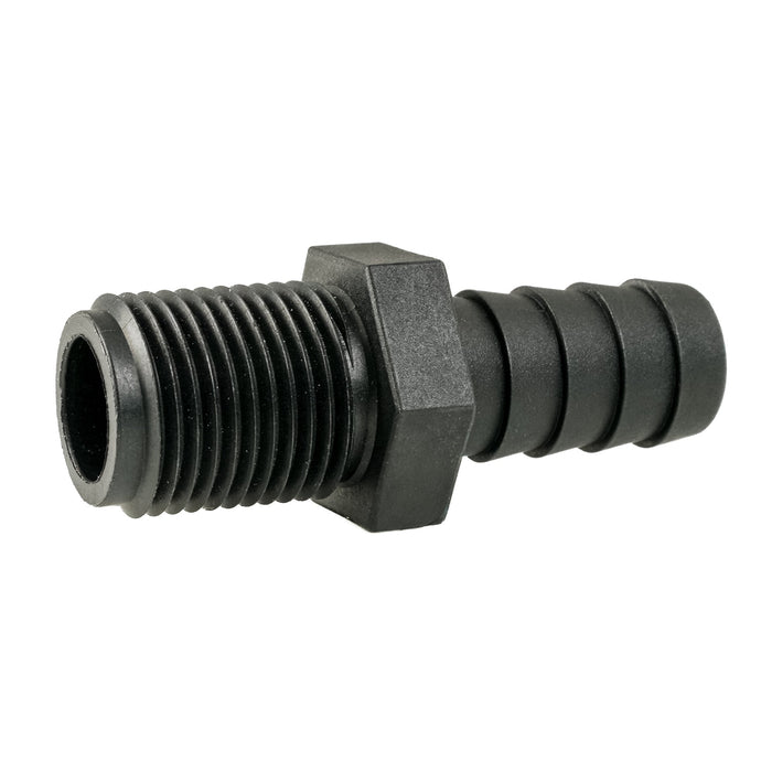 Hose Barb Unequal .625" x .5" (15.9mm x 12.7mm) NPS Long Male Thread, Black
