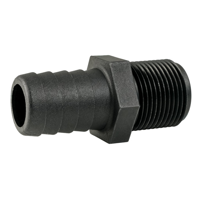 Hose Barb Unequal .875" x .75" (22.2mm x 19.1mm) NPS Long Male Thread, Black