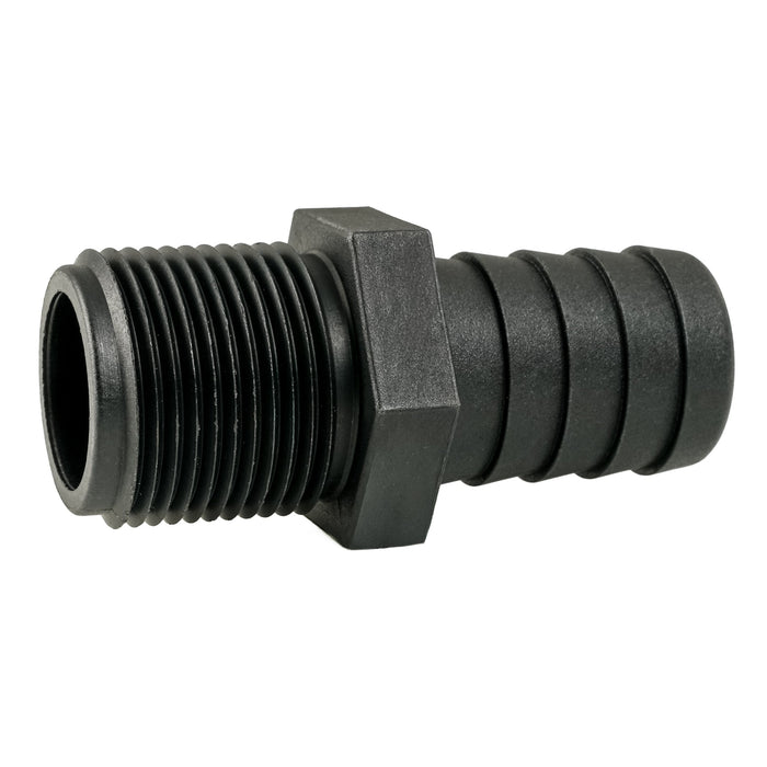 Hose Barb Unequal .875" x .75" (22.2mm x 19.1mm) NPS Long Male Thread, Black