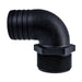 Hose Barb 90deg 2" x 2" (50.8mm x 50.8mm) NPS Long Thread, Black
