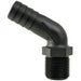 Hose Barb 1" x 1" (25.4mm x 25.4mm) NPS Long Thread 120deg, Black