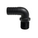 Hose Barb 90deg Unequal 1.125" x 1" (28.6mm x 25.4mm) NPS Long Thread, Black