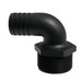 Hose Barb 90deg Unequal 1.5" x 2" (38.1mm x 50.8mm) NPS Long Thread, Black