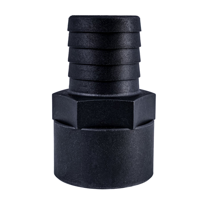 Hose Barb 1.5" x 1.5" (38.1mm x 38.1mm) NPS Female Thread, Black