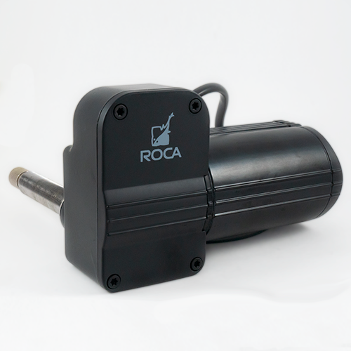 Roca W12 Wiper Motor, 3.5" Shaft | 2-5/8 Bulkhead Black, 24V Reversed Logo