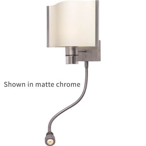 Imtra Lighting Rostock-Flex LED Wall/Reading Light, Chrome | White Shade, Built-In Dimmer, 10-30VDC, Warm White